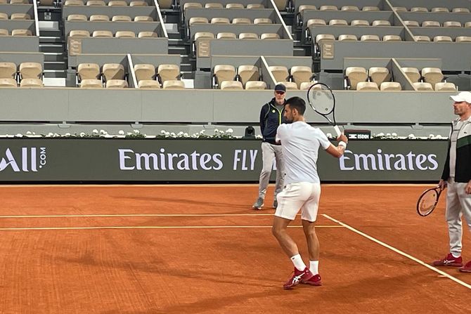 Novak Đoković trening Rolan Garos