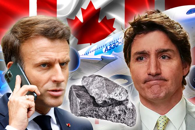 Emanuel Makron Džastin Trudo Kanada Erbas Titanijum Emanuel Makron Džastin Trudo Kanada Erbas Titanijum