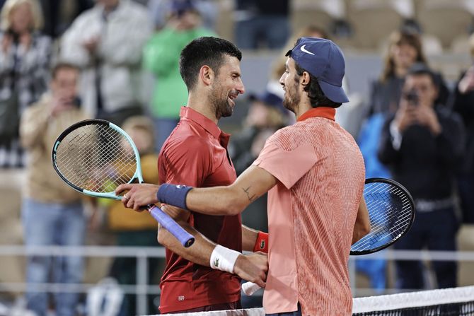 Novak Đoković, Lorenco Museti, Rolan Garos 2024 Novak Đoković, Lorenco Museti, Rolan Garos 2024