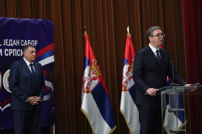 Aleksandar Vučić Milorad Dodik Svesrpski sabor Jedan narod jedan sabor Srbija i Srpska Dom Garde Topčider veterani Srbije i Republike Srpske