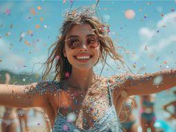 Devojka, sreća, šljokice