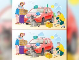 Skrivalica putovanje turisti letovanje automobil guma 10 razlika zajedno