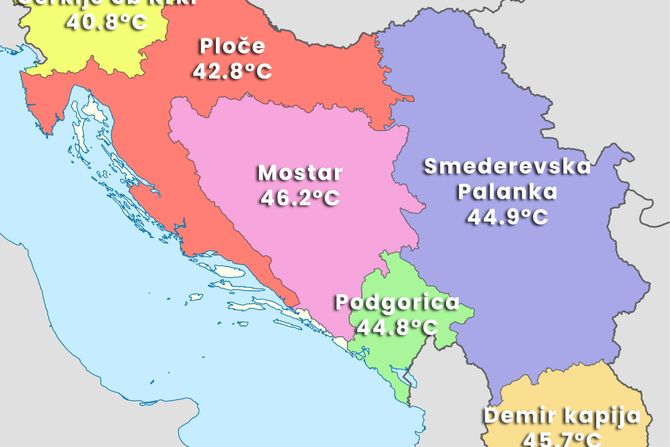 Stara Jugoslavija mapa temperature