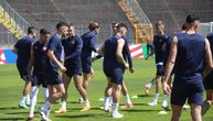 Why Serbia's football team could not train at the stadium where they will play against Denmark?