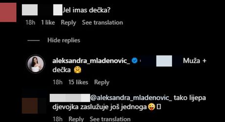 Aleksandra Mladenović, komentar