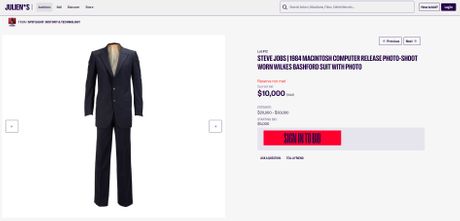 Steve Jobs, Macintosh 1984, odelo aukcija Steve Jobs, Macintosh 1984, odelo aukcija