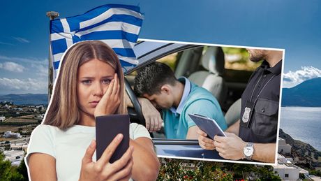 Grčka, Saobraćana kazna, kontrola, policija, saobraćajni prekršaj policajac zabrinuta devojka Grčka, Saobraćana kazna, kontrola, policija, saobraćajni prekršaj policajac zabrinuta devojka