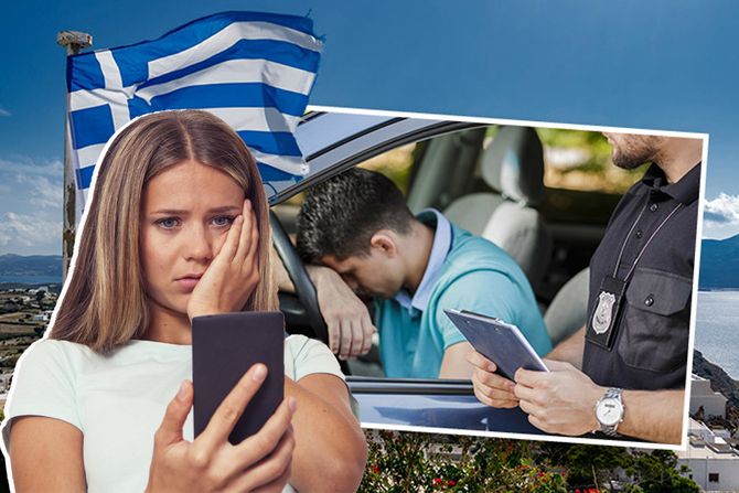 Grčka, Saobraćana kazna, kontrola, policija, saobraćajni prekršaj policajac zabrinuta devojka Grčka, Saobraćana kazna, kontrola, policija, saobraćajni prekršaj policajac zabrinuta devojka