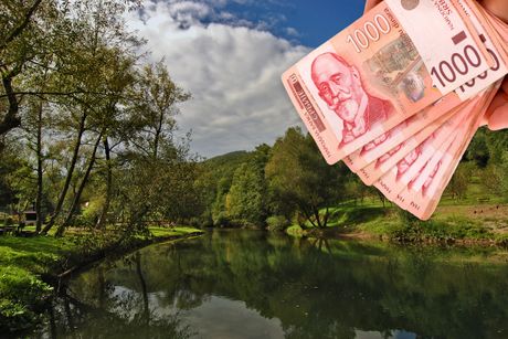 Srbija Arilje reka Rzav dinari pare