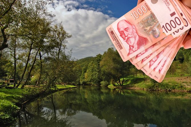 Srbija Arilje reka Rzav dinari pare Srbija Arilje reka Rzav dinari pare