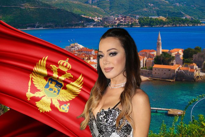 Crna Gora more Budva, zastava i Jadranka Barjaktarović Crna Gora more Budva, zastava i Jadranka Barjaktarović