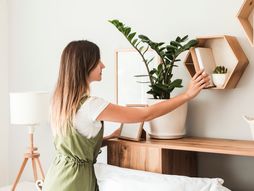 polica, dekor, dom, zid, polica na zidu