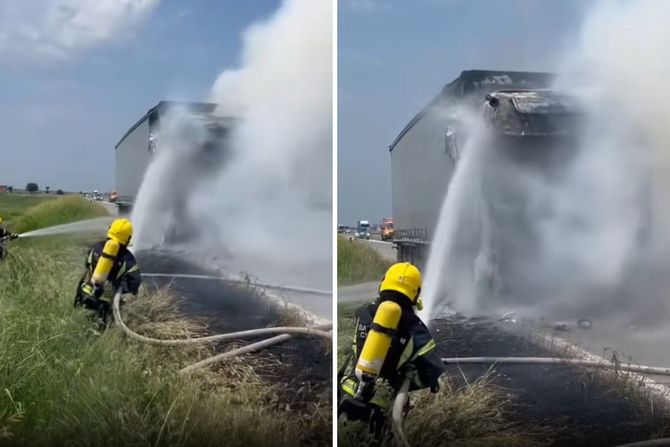 Zapalio se kamion na auto-putu kod Sremske Mitrovice