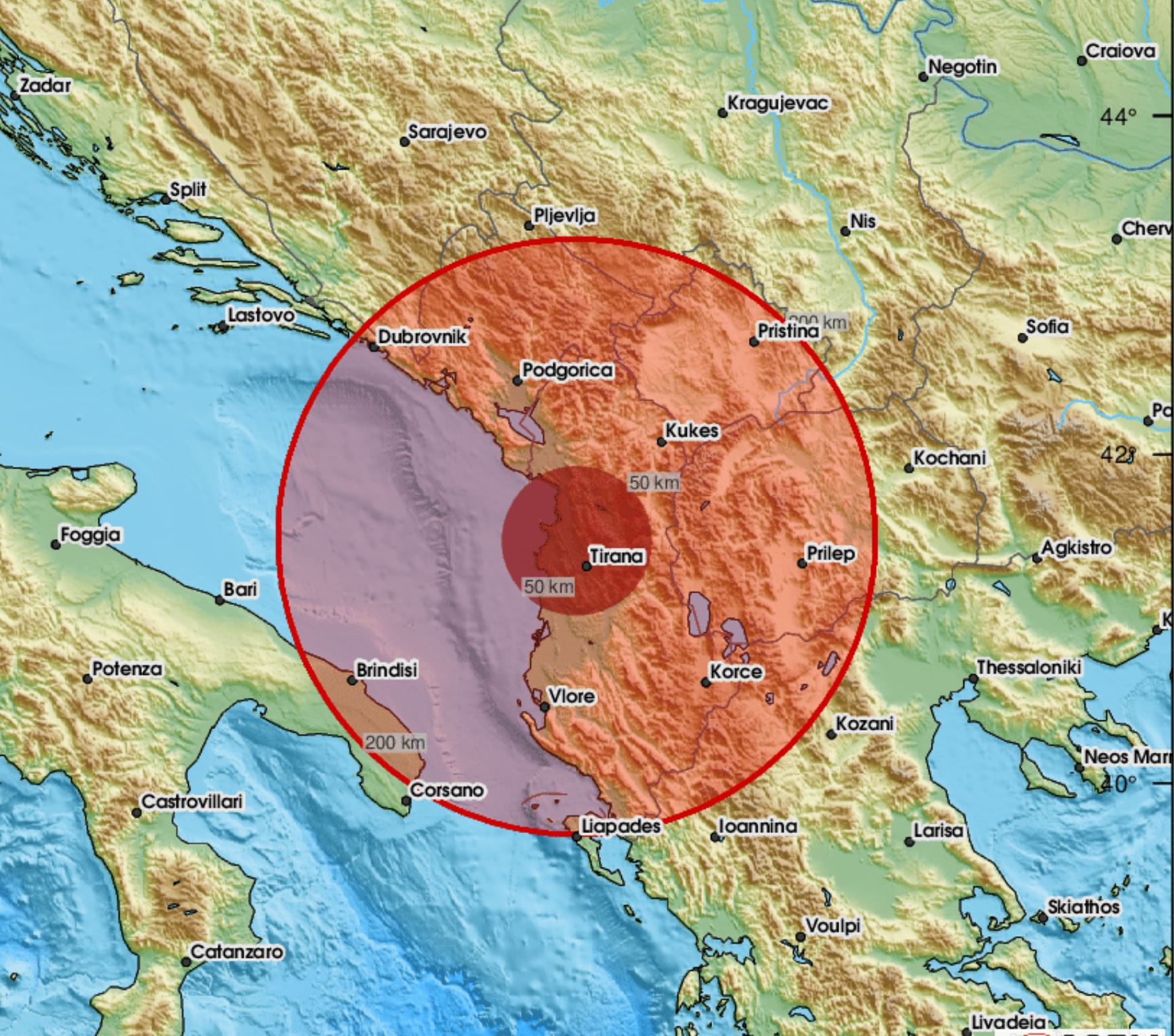 Snažan zemljotres pogodio granicu Grčke i Albanije!