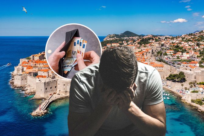 Dubrovnik, čovek, turista,  novčanik evri