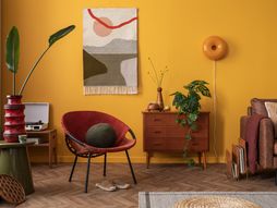 soba, dekor, dom, prostorija, narandžasta soba, narandžasti zidovi