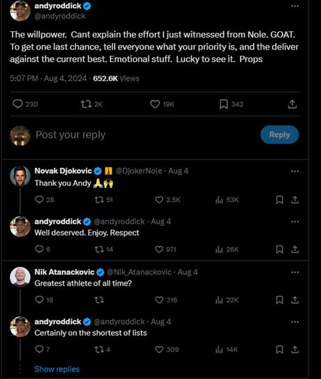 Endi Rodik, Novak Đoković