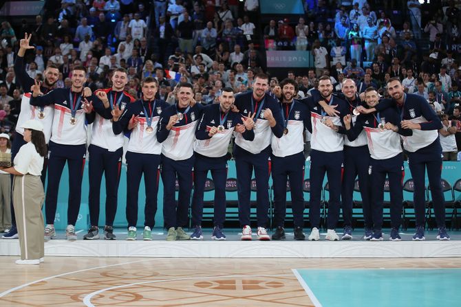 Košarka, Pariz OI , Olimpijske igre dodela medalja ceremonija , košarkaši Srbije, košarkaška reprezentacija Srbije