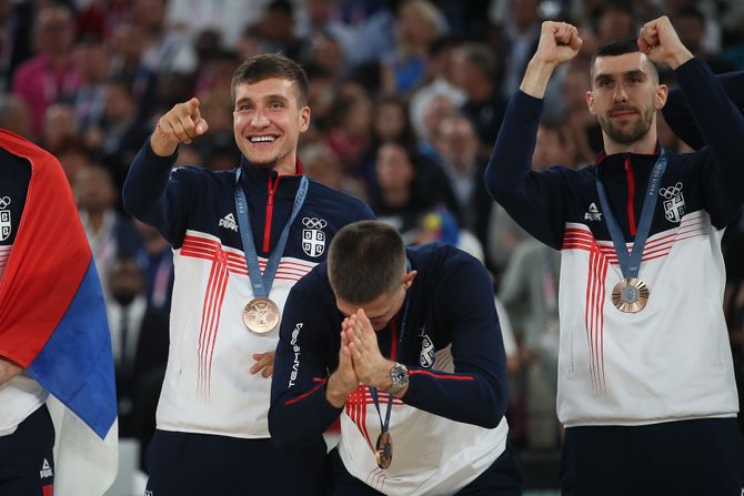 Košarka, Pariz OI , Olimpijske igre dodela medalja ceremonija , košarkaši Srbije, košarkaška reprezentacija Srbije