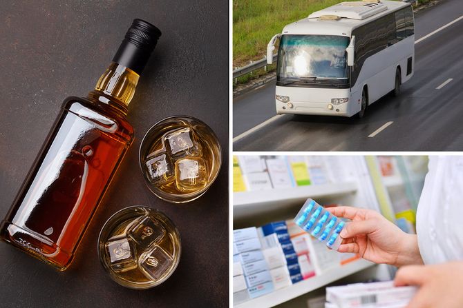 autobus, alkohol, lekovi