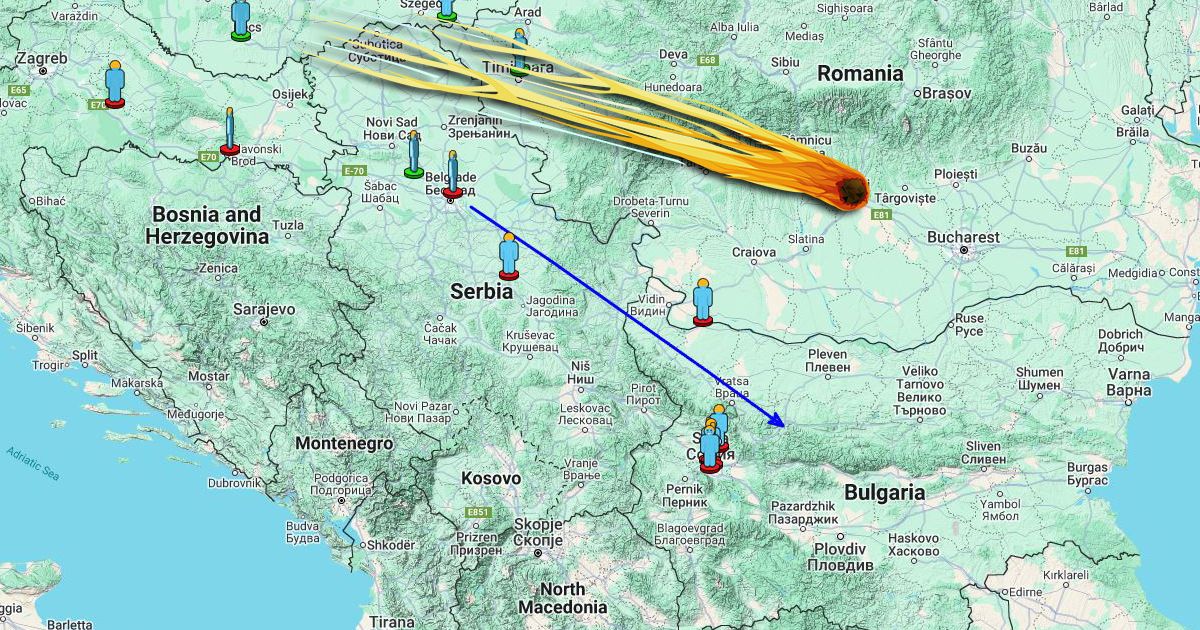 Look at the exact path the meteor that brought Serbia to its feet last ...