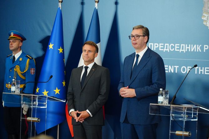 Srbija Francuska Aleksandar Vučić Emanuel Makron poseta konferencija za novinare Palata