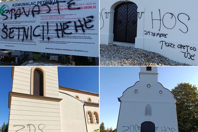 Pravoslavna crkva Petrinja vandalizam grafiti