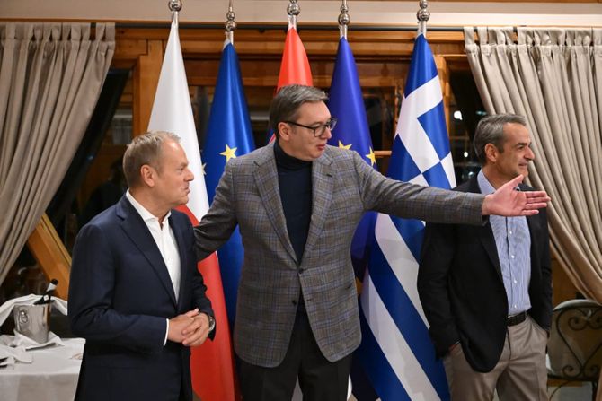 Aleksandar Vučić, Donald Tusk i Kyriakos Mitsotakis