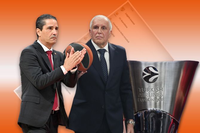 Janis Sferopulos, Željko Obradović, EuroLeague Evroliga pehar Janis Sferopulos, Željko Obradović, EuroLeague Evroliga pehar