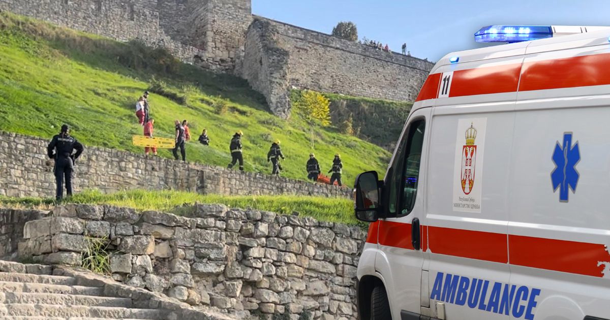 DRAMA NA KALEMEGDANU U PONOĆ: Mladić (19) pao sa zidina od 10 metara, hitno prevezen u bolnicu bez svesti!
