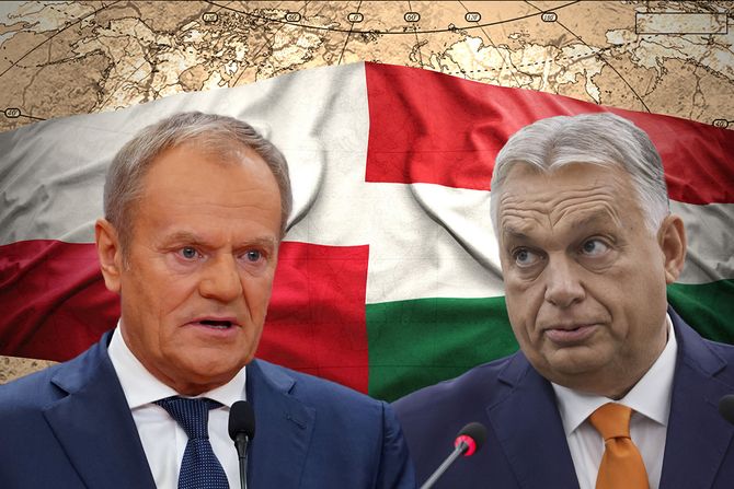 Donald Tusk, Viktor Orban, Poljska Mađarska zastava