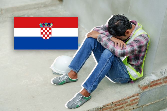 Građevina, građevinski radnik tužan, stranac , Hrvatska Građevina, građevinski radnik tužan, stranac , Hrvatska