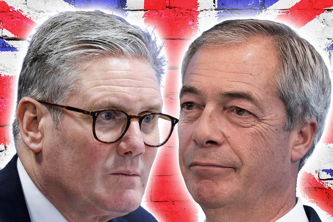 Kir Starmer i Najdžel Faraz Keir Starmer Nigel Farage