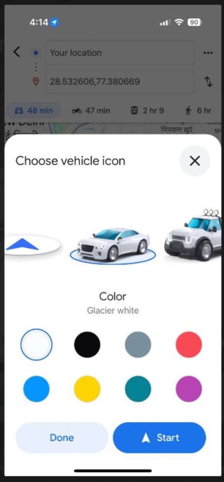Google Maps boje vozila
