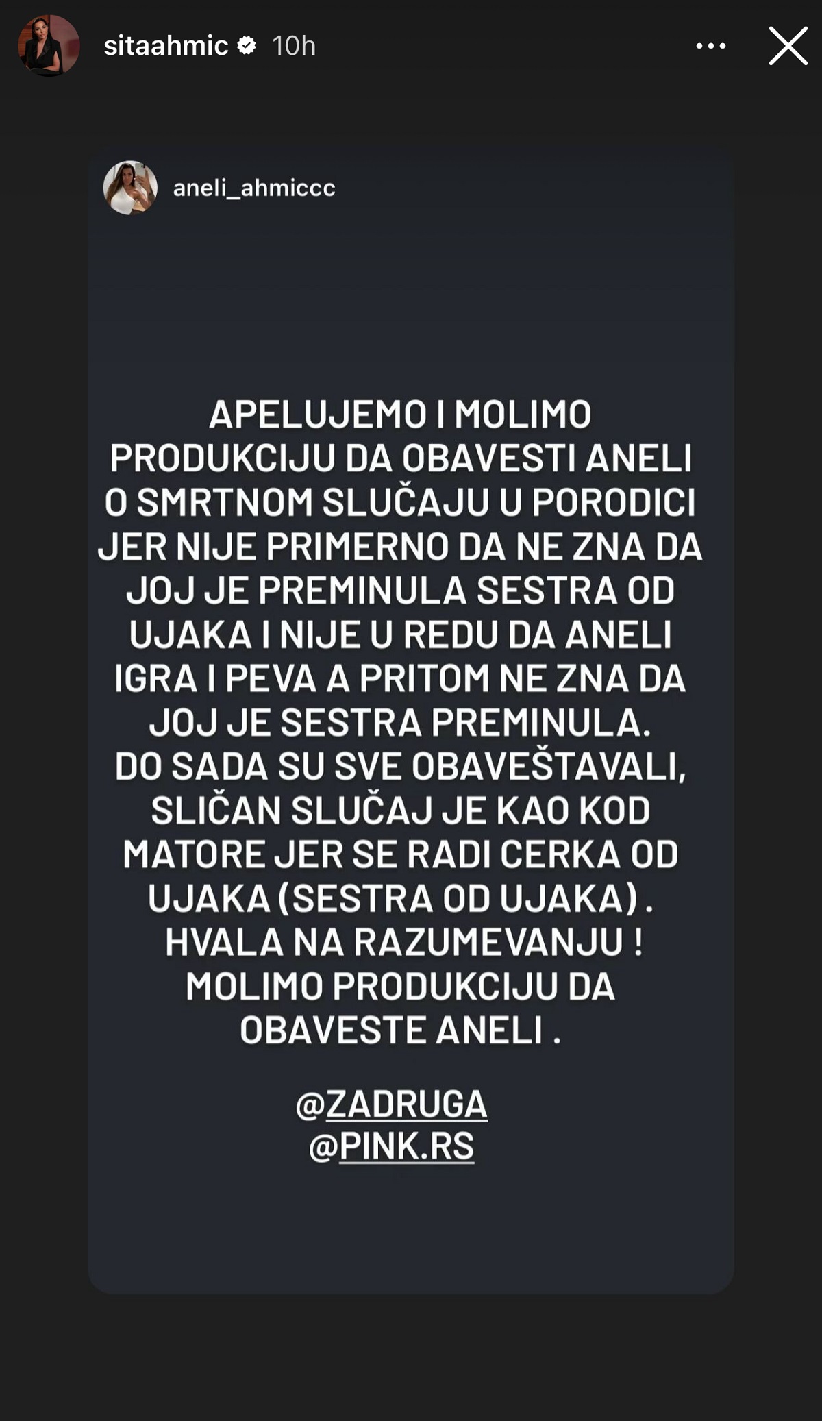 Hitno saopštenje Site Ahmić nakon tragedije u porodici, tiče se Aneli: "Molim vas, narednih dana..."