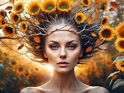 astrologija, devojka, suncokreti, horoskop, zodijak