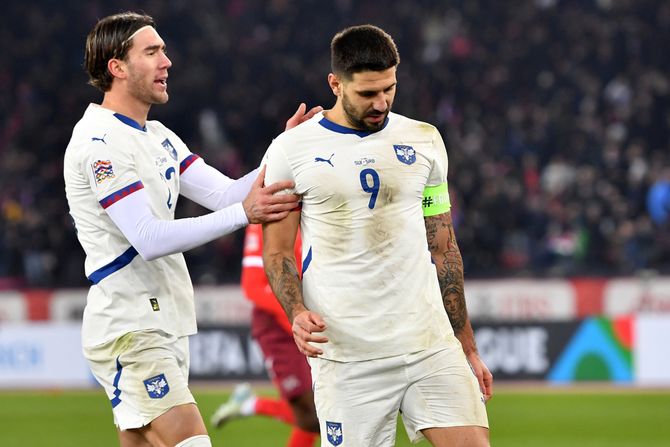 Fudbalska reprezentacija Srbije, Srbija - Švajcarska, Aleksandar Mitrović i Dušan Vlahović Fudbalska reprezentacija Srbije, Srbija - Švajcarska, Aleksandar Mitrović i Dušan Vlahović