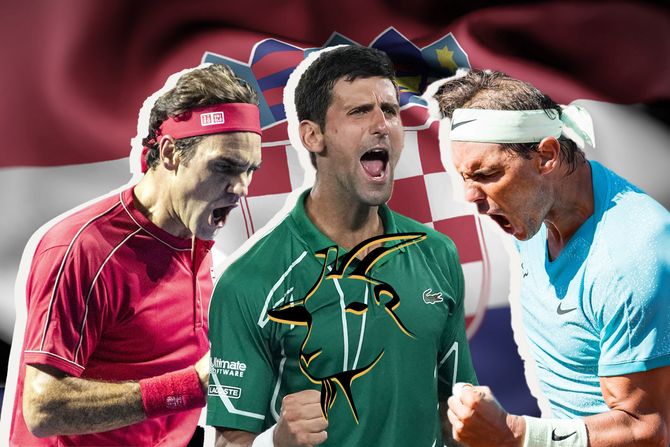 Hrvatska zastava, Rodžer Federer, Novak Đoković,Rafael Nadal Hrvatska zastava, Rodžer Federer, Novak Đoković,Rafael Nadal