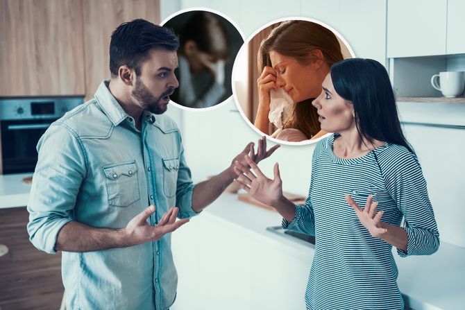 Svađa, žena plače , uplašen dečak Svađa, žena plače , uplašen dečak
