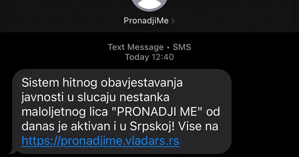 Sistem "Pronađi me" proradio i u Republici Srpskoj: Kad nestane dete stižu hitna obaveštenja