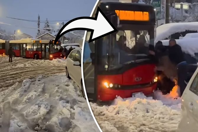 Autobus zaglavljen u snegu Još postoji dobrih ljudi Zvezdara