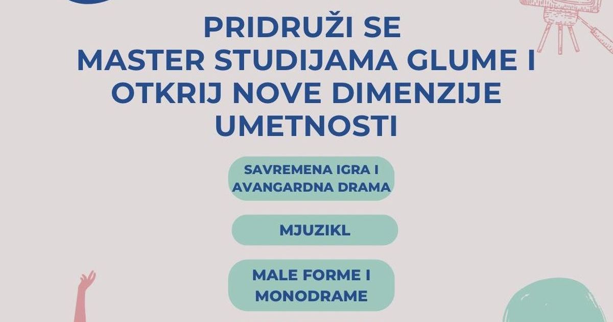 Glumačka igra na sceni i pred kamerom – Jedinstveni master program u ovom delu Evrope