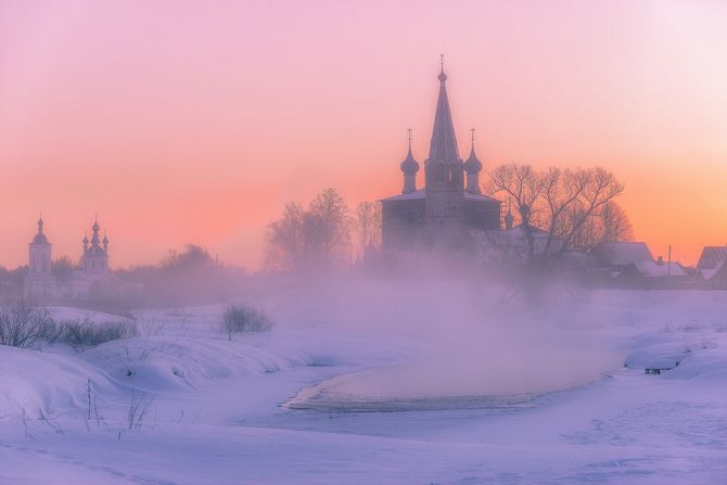 Dunilovo, Šujski rejon, Ivanovska oblast, Ruska Federacija, Rusija, Crkva, Ruska zima