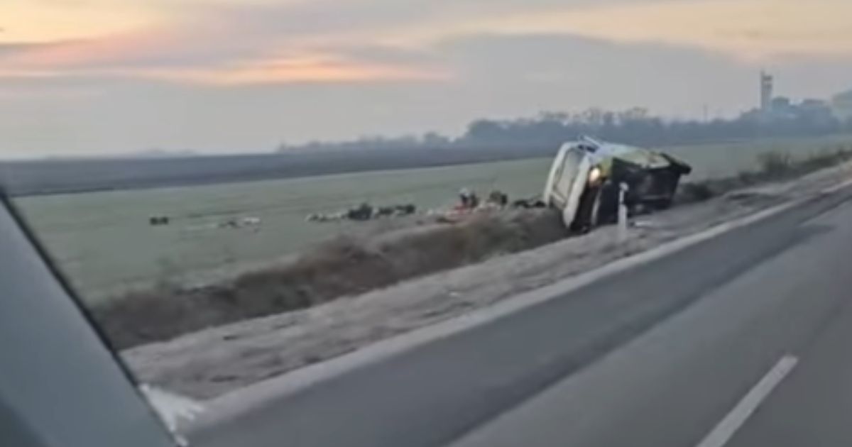 Kombi sleteo sa puta, pa završio u kanalu: Saobraćajna nezgoda na putu Žabalj-Čurug, policija na licu mesta