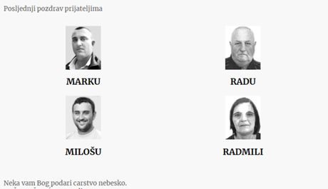 Čitulja, masakr na Cetinju, porodica Martinović