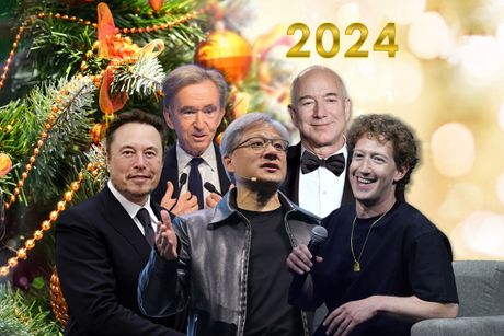 Ilon Mask, Džensen Huang, Mark Zakerberg, Džef Bezos, Bernar Arno i Dežf Bezos, 2024