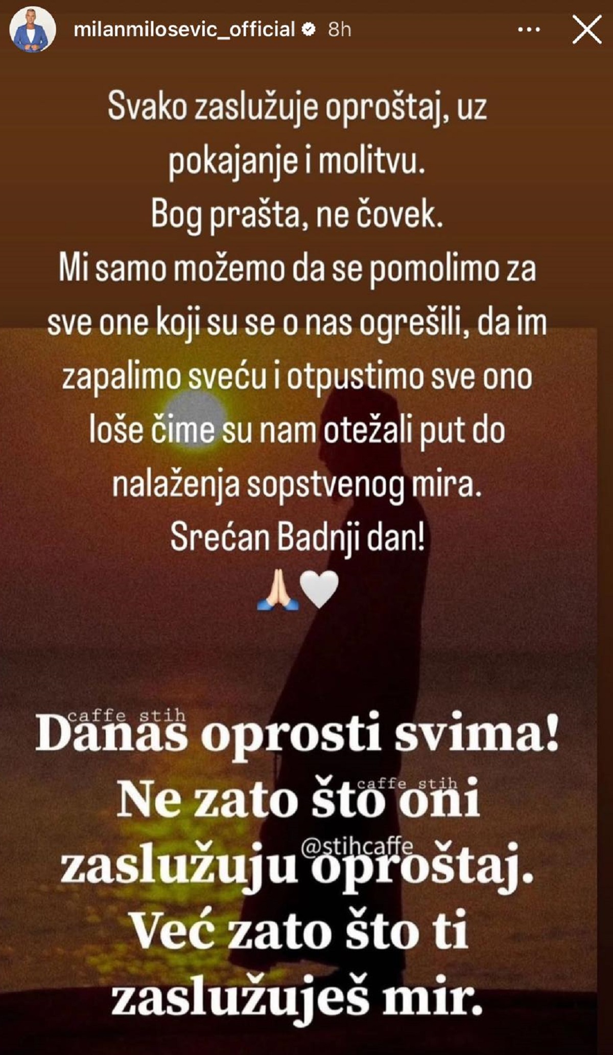 "Danas oprosti svima!" Badnji dan u domu Milana Miloševića: Ispoštovao sve običaje, pokazao posnu trpezu