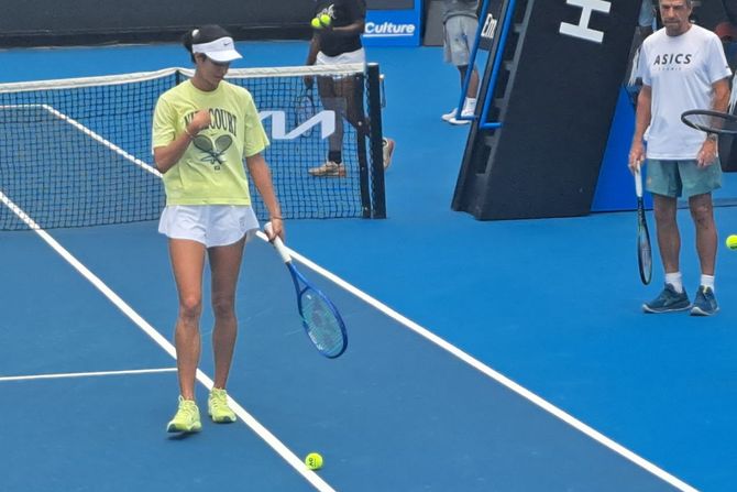 Olga Danilović, trening na Australijan Openu