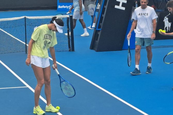 Olga Danilović, trening na Australijan Openu