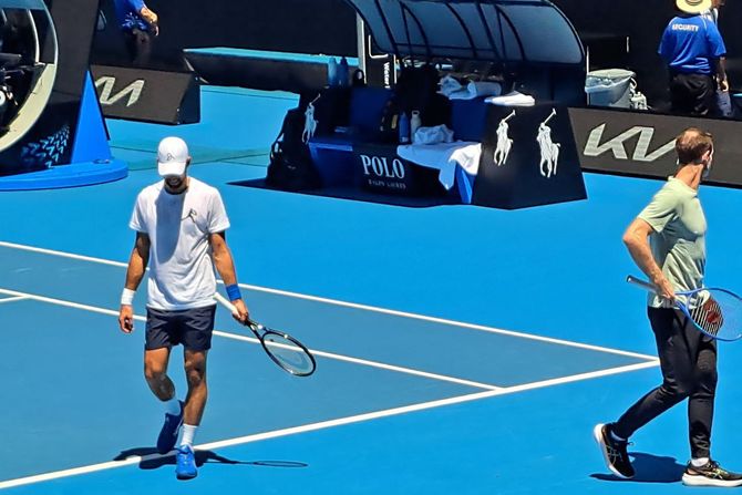 Novak Đoković i Endi Mari, trening na Australijan Openu